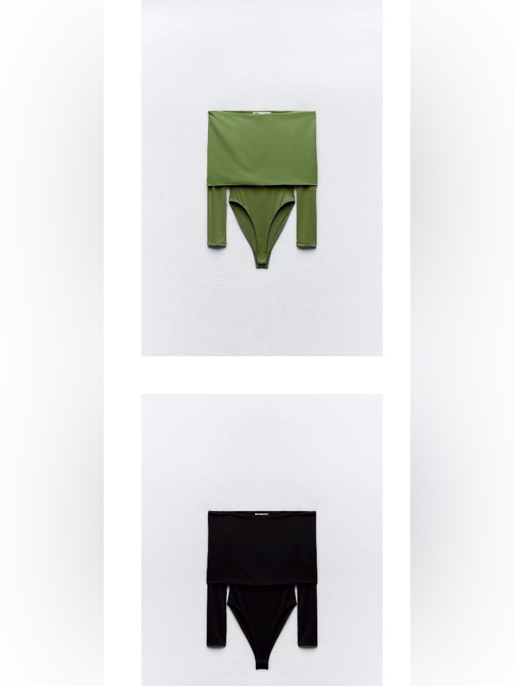 ZARA Off-Shoulder Bodysuit in Olive Green NWT